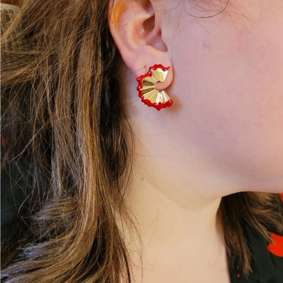 Red Pencil Shavings Earrings - Picture 5 of 11